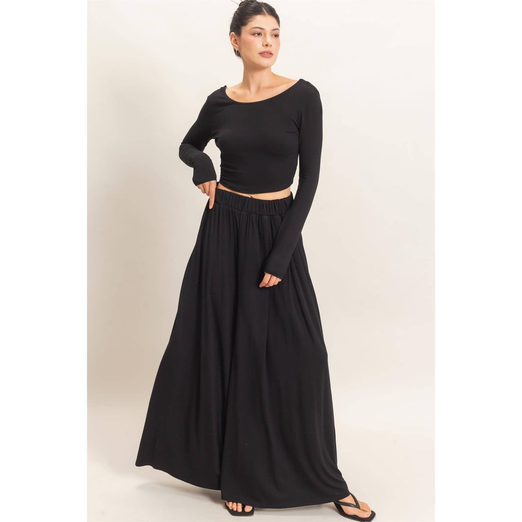 Long Sleeve Top & Wide Leg Pants Set