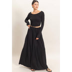 Long Sleeve Top & Wide Leg Pants Set