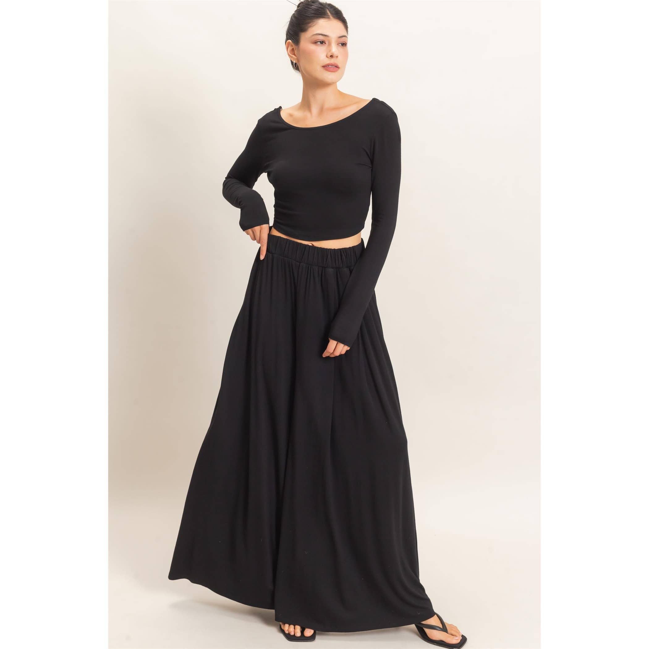 Long Sleeve Top & Wide Leg Pants Set