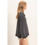 Ribbed Knit Half-Zip Pullover