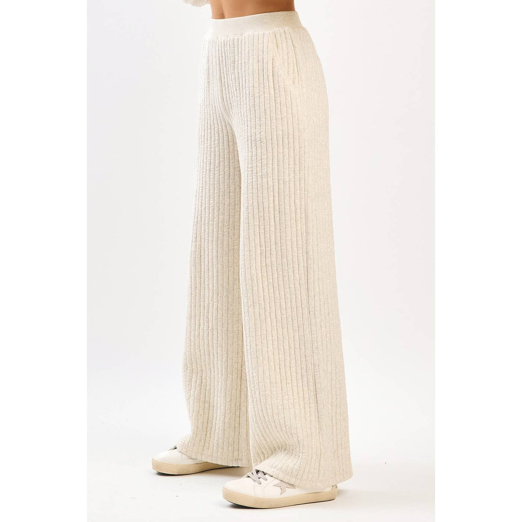 QUILTED CREW NECK SWEATSHIRT AND PANTS SET
