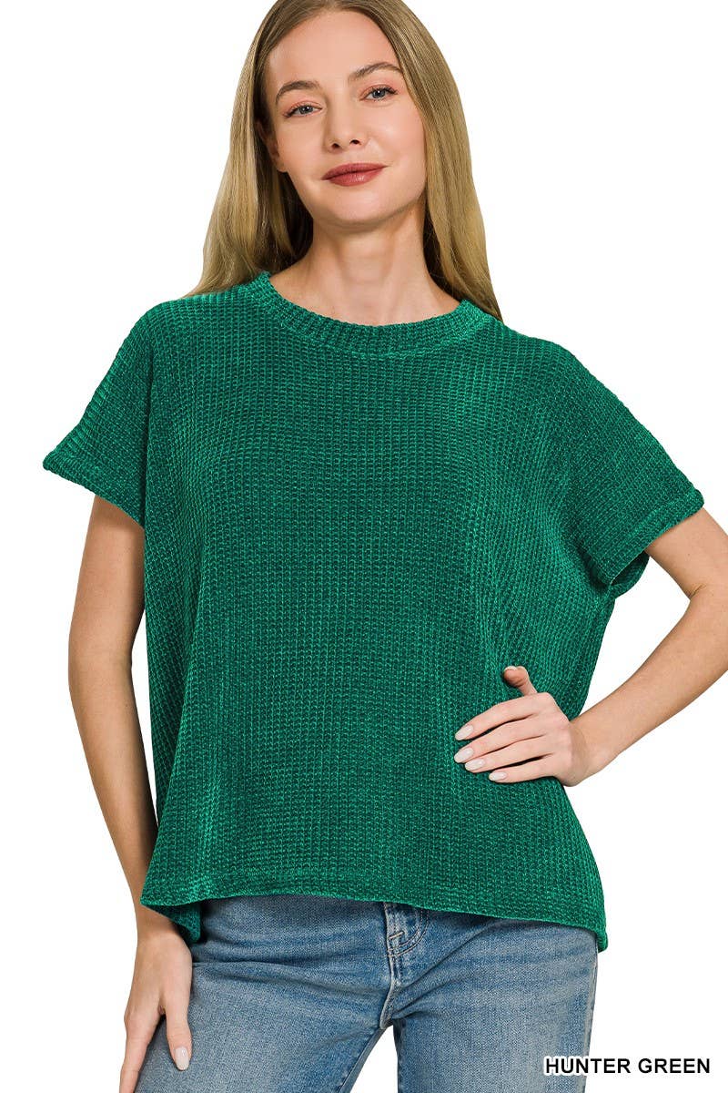 Chenille Waffle Cap Sleeve Sweater