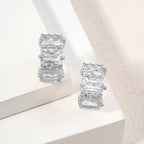 14K Gold Dipped Geometric CZ Baguette Huggie Hoop Earrings