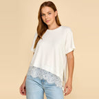 Asymmetrical Lace Trim Top B