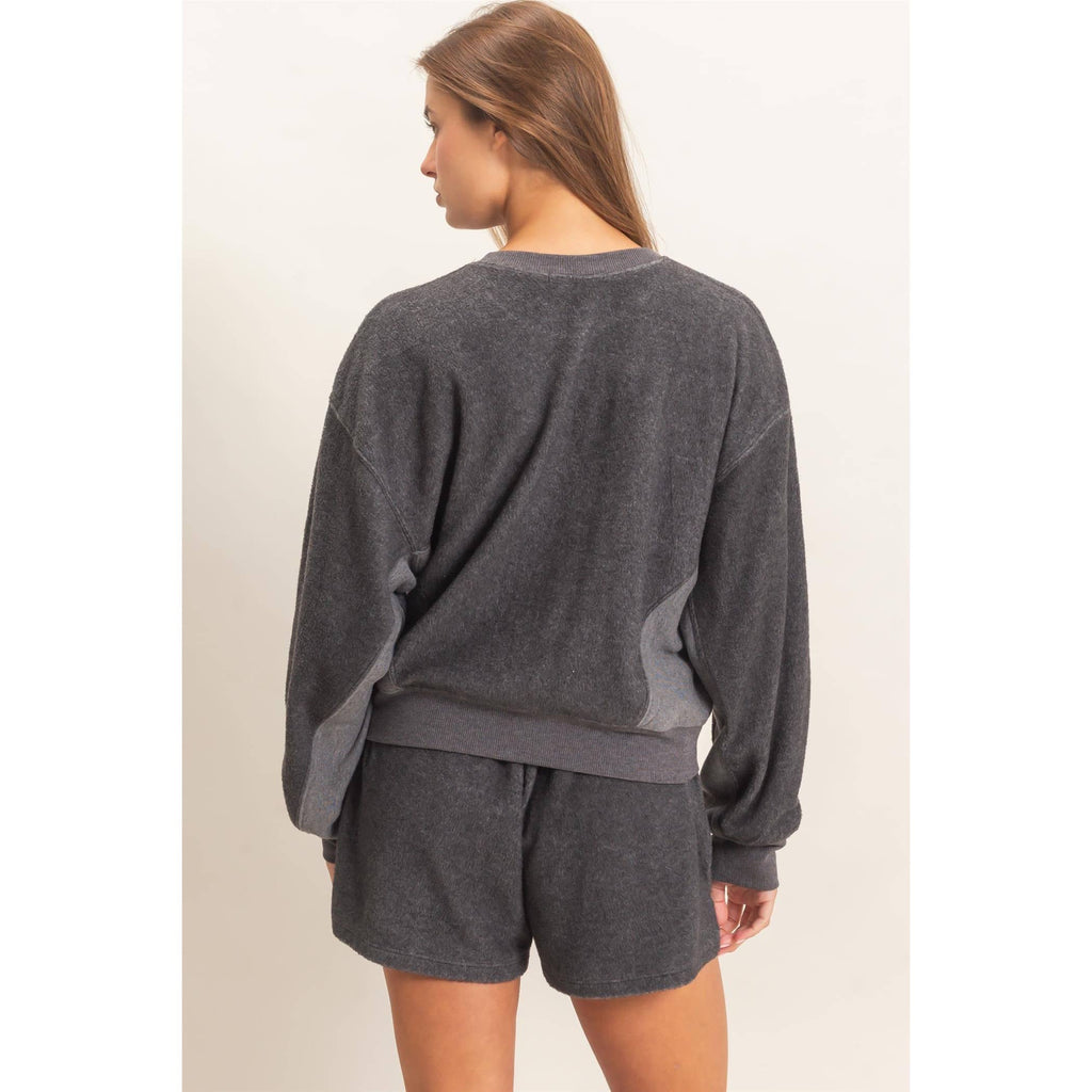 Contrast Sweatshirt & Shorts Set