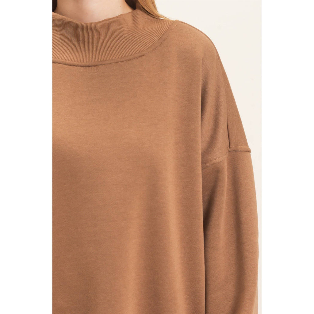 Enzyme Washed Mock Neck Sweatshirt