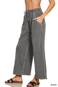 French Terry Wide Leg Pigment Dye & Enzyme Wash Pants