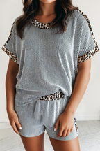 Luna Leopard Trim Ribbed Short Set