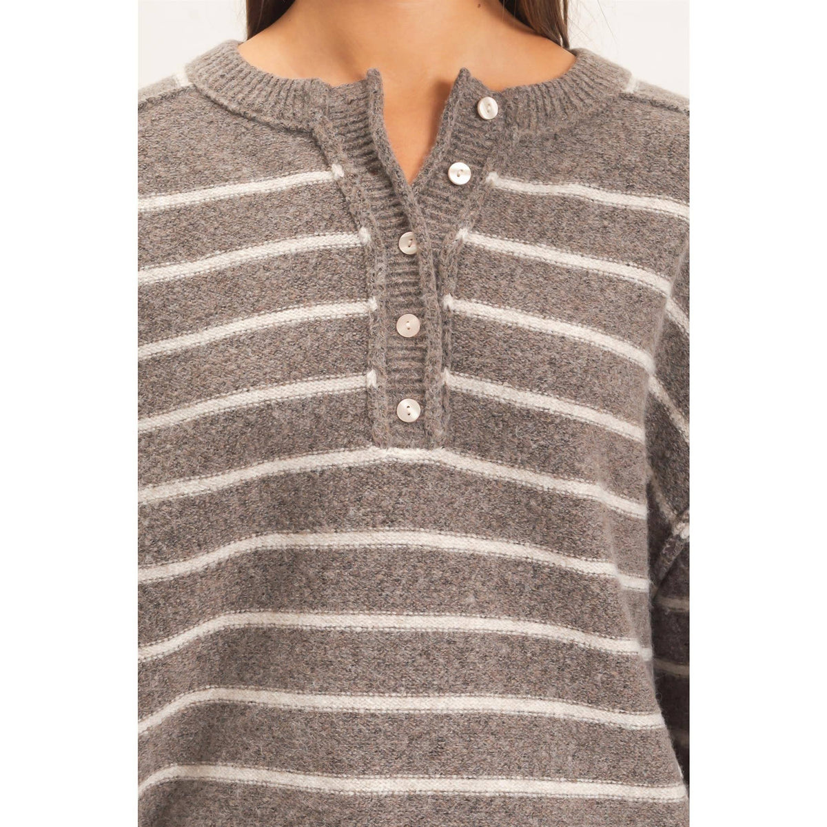 Stripe Henley Sweater