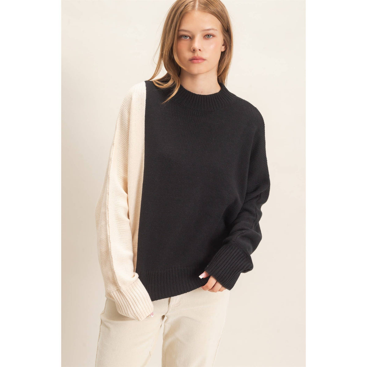 Two-Tone Knit Sweater