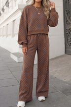 Polka Dot Print High Waist Pants Set | S-XL Plus 1X-4X
