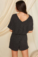 RIB V-NECK DOLMAN SLEEVE ROMPER