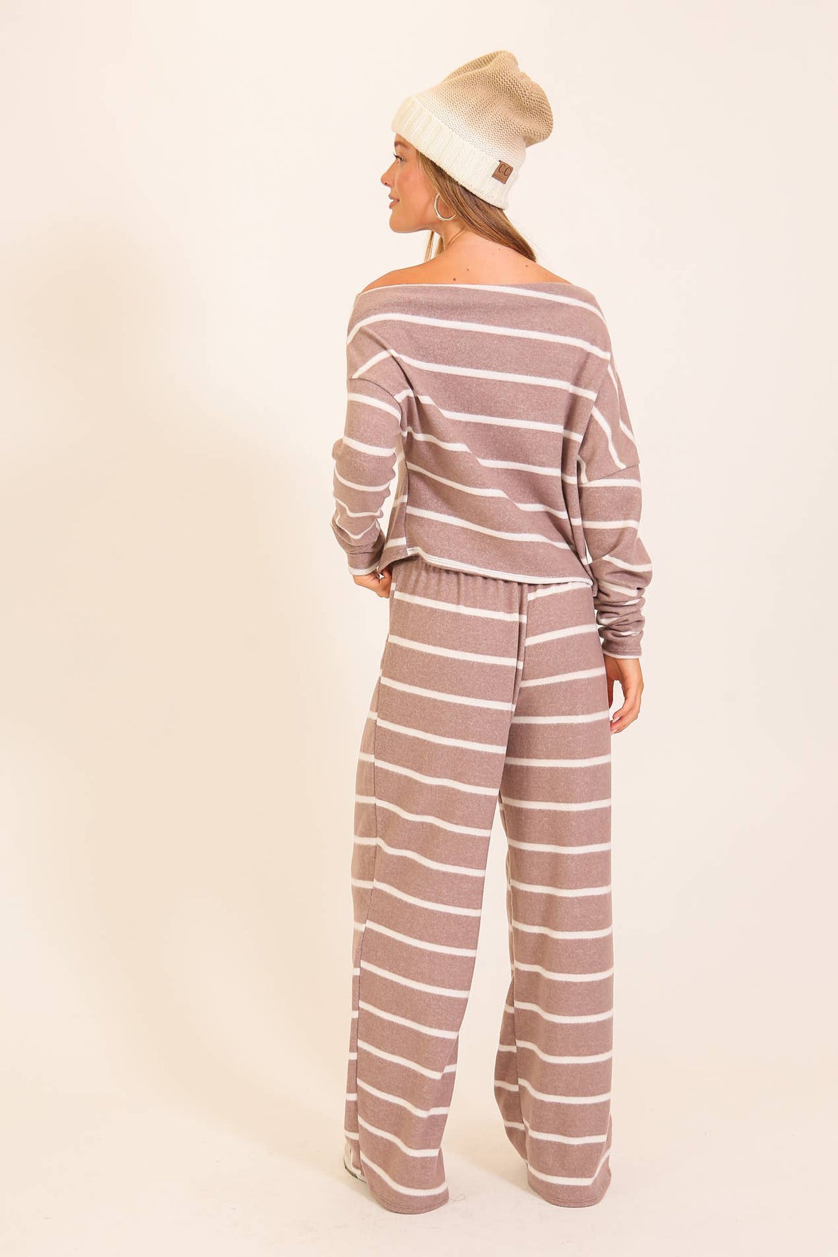 Striped One-Shoulder Lounge Set