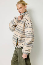 Novelty Stripe Sherpa Half Zip Pullover