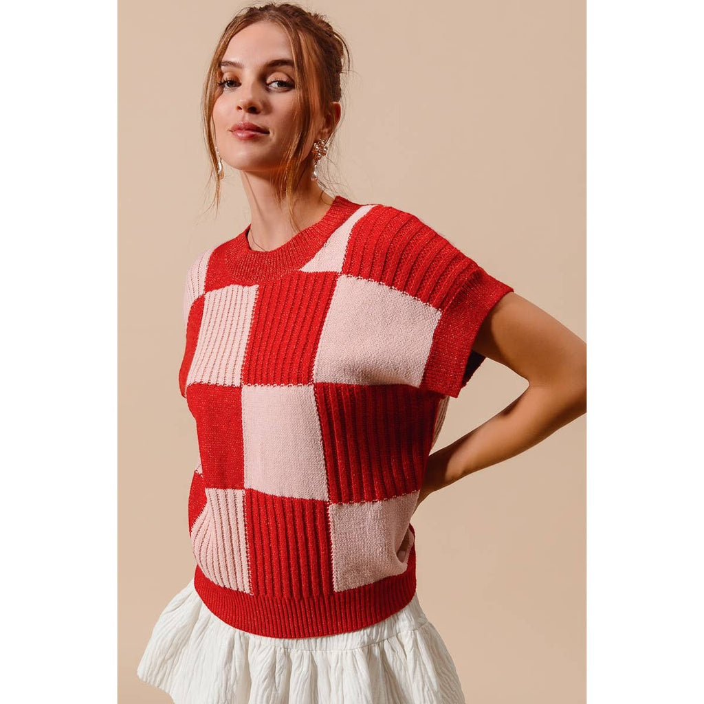 CHECK PLAID CASUAL SWEATER TOP