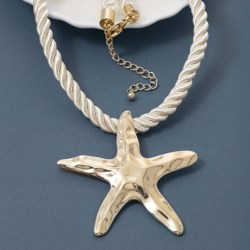 Starfish Twisted Cord Statement Necklace