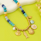 Nautical Blue Beaded Sealife Charm Necklace | 80N92927