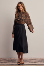 Animal Print Tie Neck Chiffon Blouse FT0074