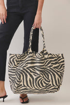CB0017-Zebra Print Canvas Tote Bag