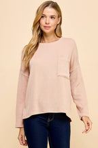 Solid Ribbed Top With Pockets