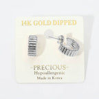 14K Gold Dipped Hypoallergenic Ribbed Mini Hoop Earrings
