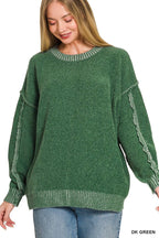 Exposed Seam Drop Shoulder Oversized Sweater