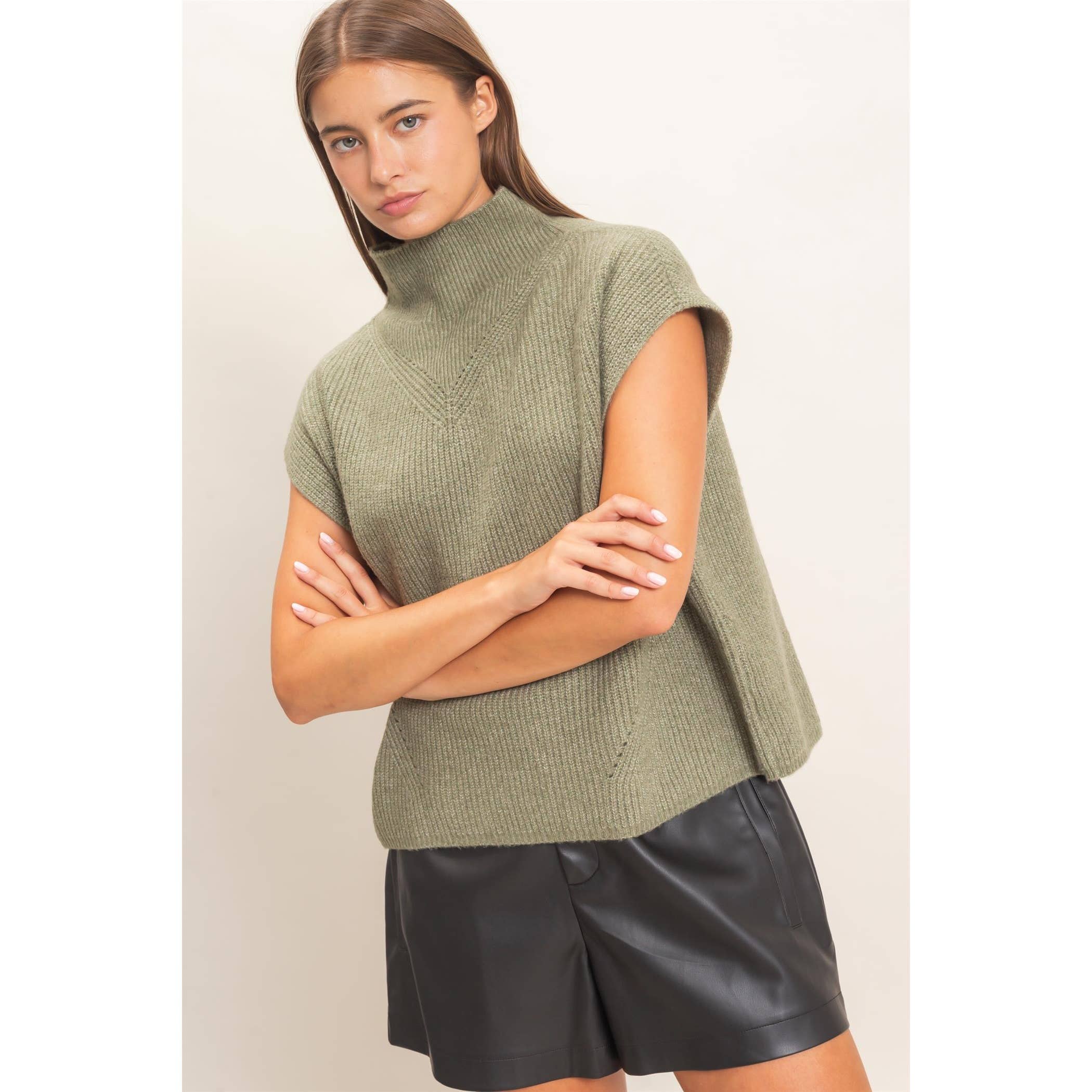Sleeveless High Neck Sweater