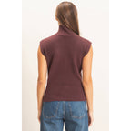 Sleeveless High Neck Knit Top