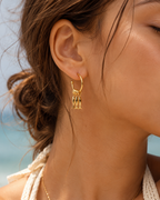 Fish Rondelle Beaded Hoop Earrings