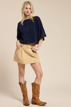 Wide Sleeve Button Front Knit Cardigan