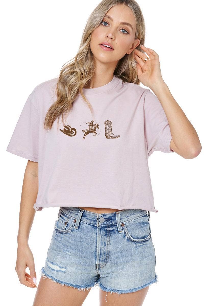 Cowboy Essentials Graphic S/S Faux Cropped Tee
