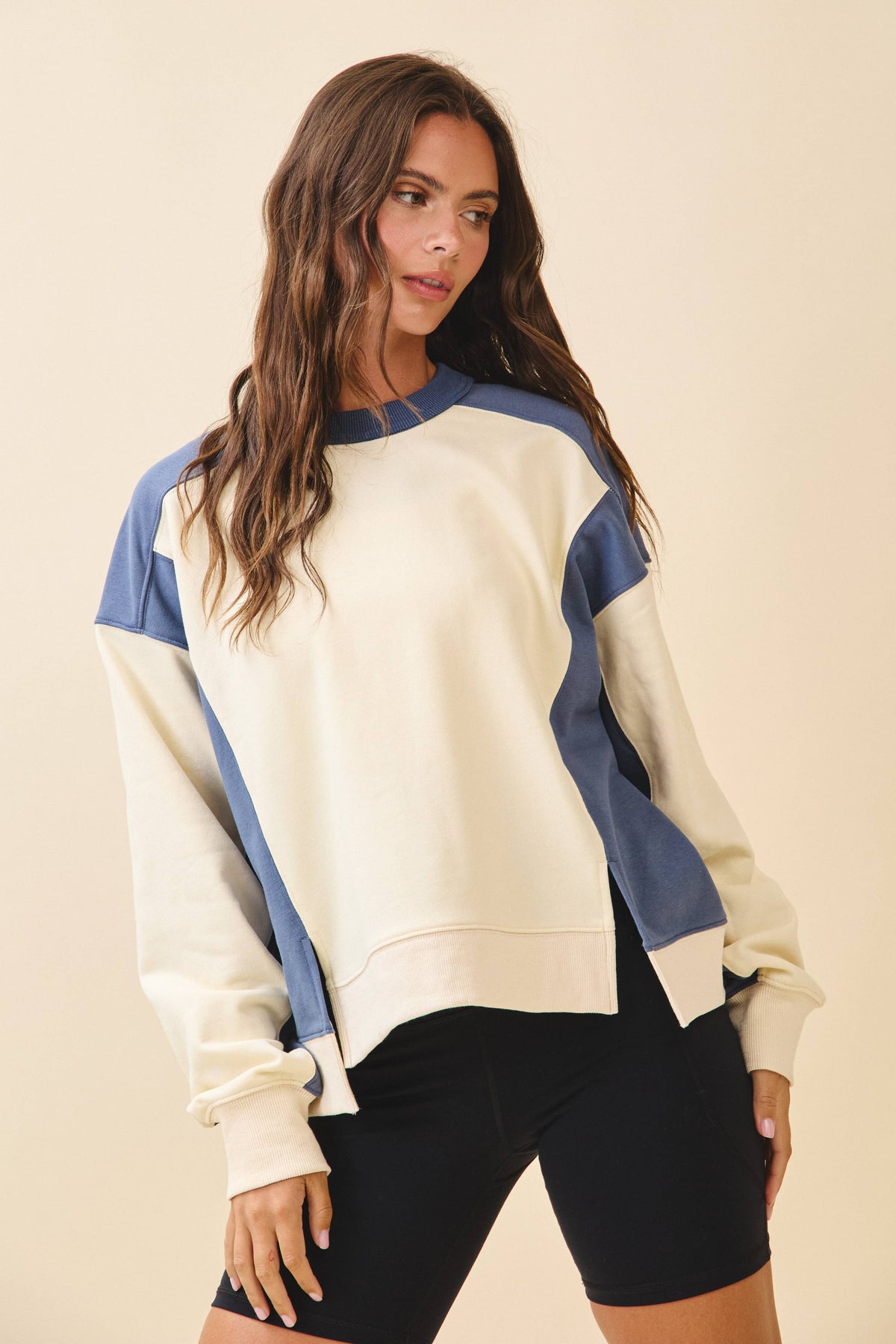 9106FK Colorblock Terry Pullover Sweatshirt