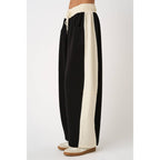 CLOUD KNIT CONTRAST STRIPE BARREL LEG LOUNGE PANTS