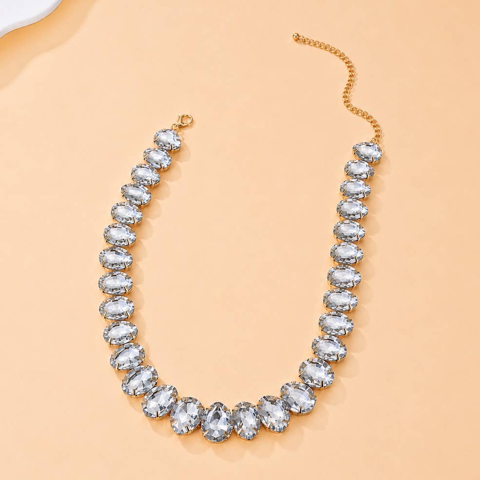 Oversized Teardrop Crystal Tennis Necklace | 40NK9746