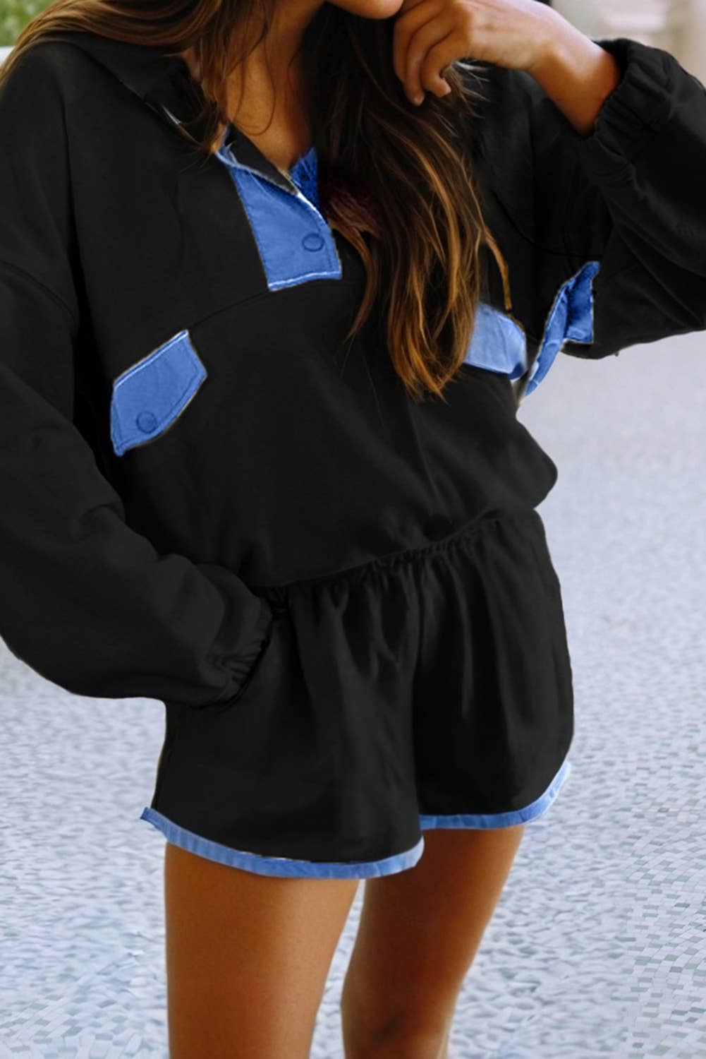Colorblock Pullover + Shorts Set