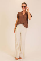 Textured Gauze Button-Front Blouse