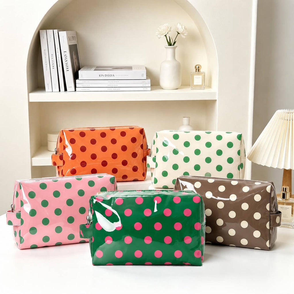 POLKA DOT WATERPROOF CLEAR COSMETIC MAKEUP POUCH BAG |40P630