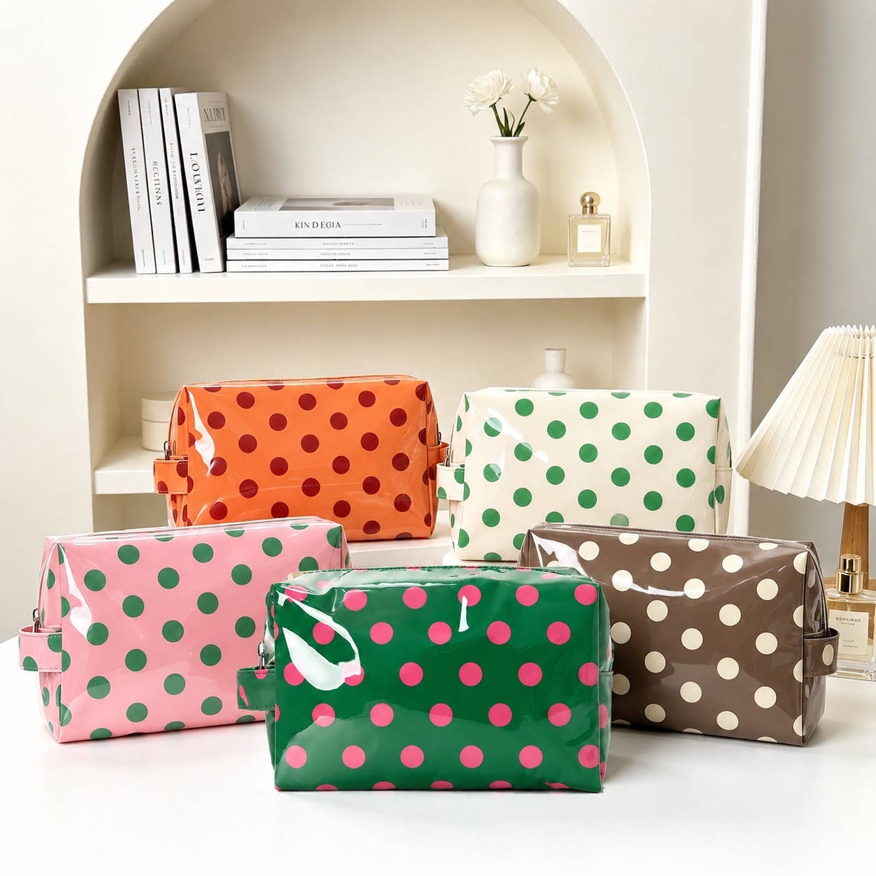 POLKA DOT WATERPROOF CLEAR COSMETIC MAKEUP POUCH BAG |40P630