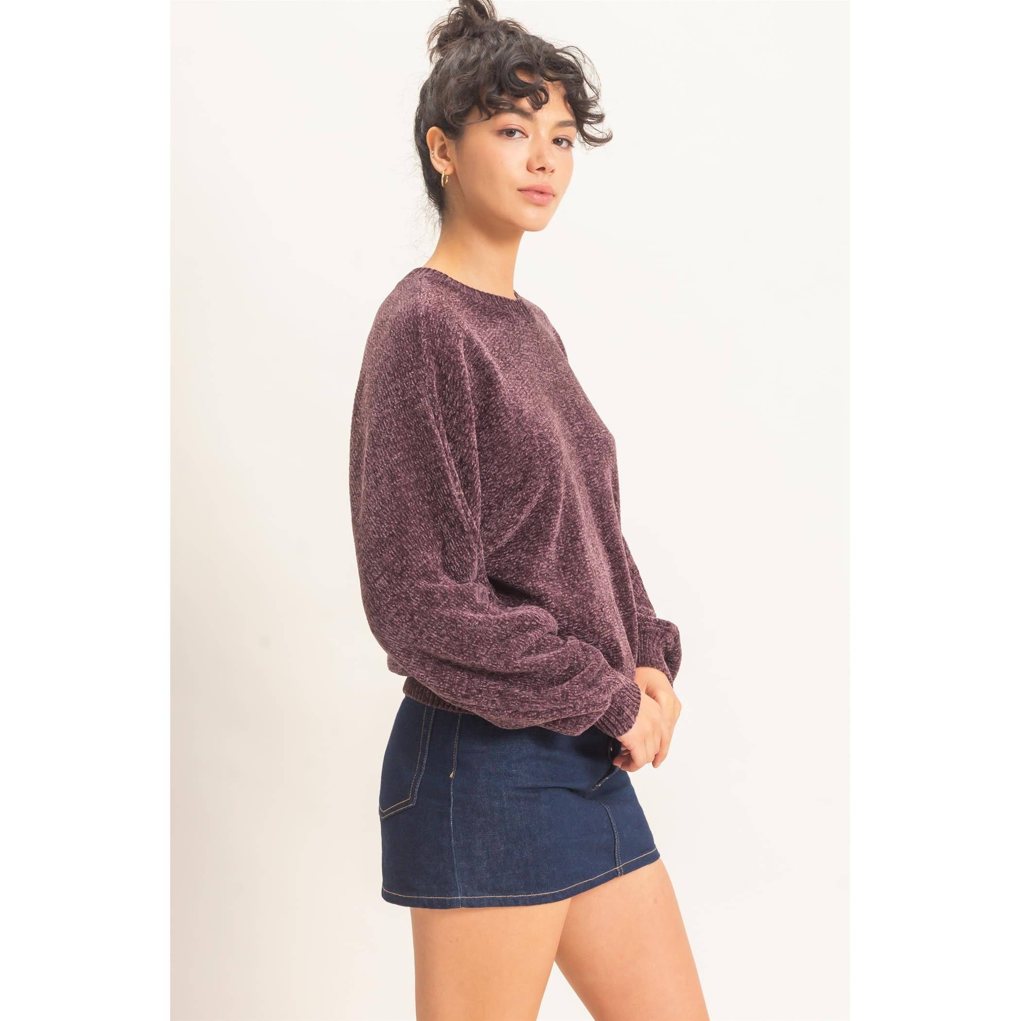 Chenille Crew Neck Sweater