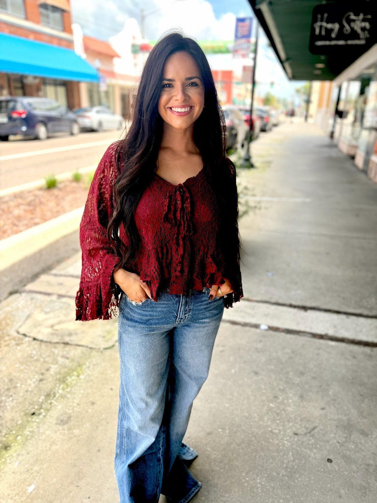 Wine Lace Top