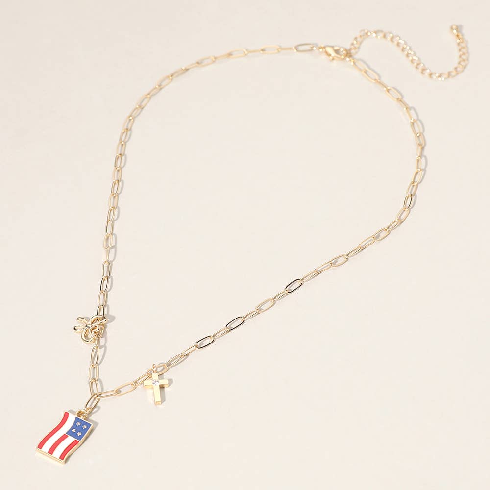 American USA Flag Necklace