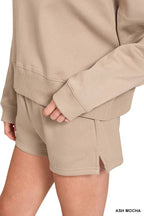 Fleece Round Neck Pullover And Shorts Set