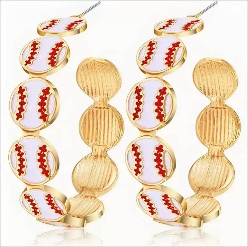 Gameday Football Baseball Hoop Earrings | 40E501