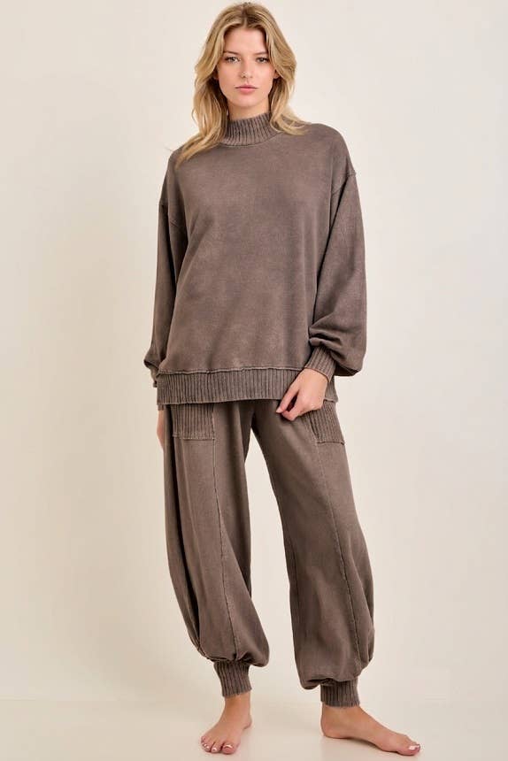 Zen Mineral Washed Ribbed  Baggy Lounge Balloon Pants HP7610