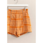 Plaid Twin Zipper-Detail Shorts