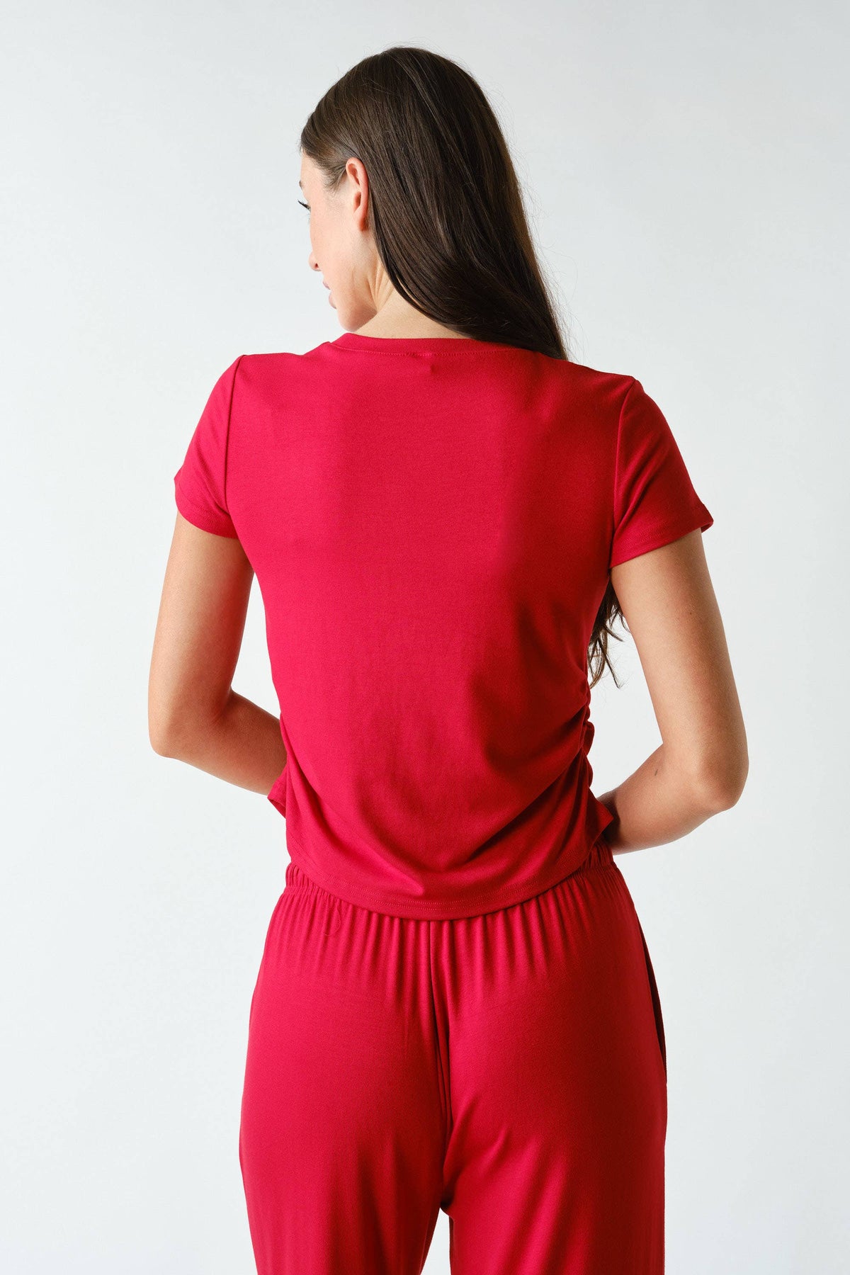 Marlow Short-Sleeve Ruched Two-Piece Set