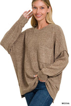 Brushed Melange Drop Shoulder Oversized Sweater