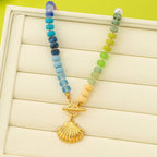 Rainbow Beaded Seashell Charm Necklace | 80N92899