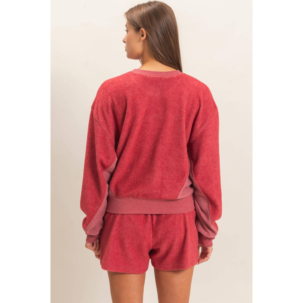 Contrast Sweatshirt & Shorts Set