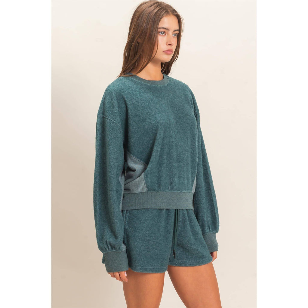 Contrast Sweatshirt & Shorts Set